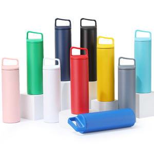 Дорожный металлический термотонкий стакан с крышкой с ручкой